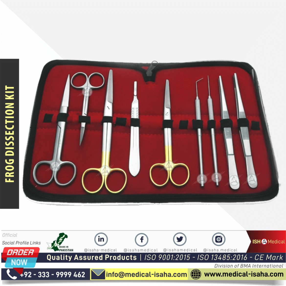 Frog Dissection Kit 9 pcs - handmade dissection tools | ISAHA